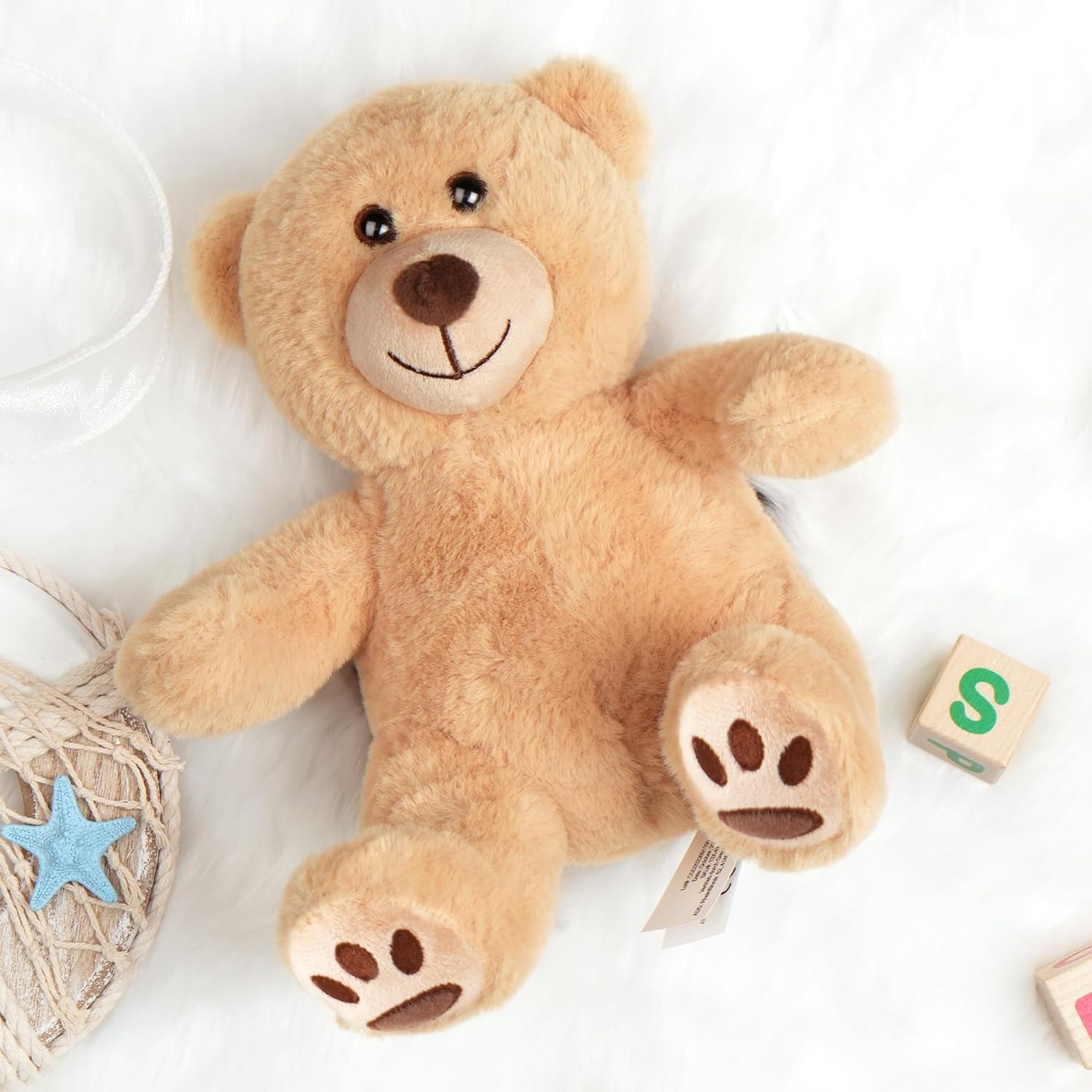 Teddy Bear Stuffed Animal, 10 Inch Brown Teddy Bear Plush Toy, Soft Plush Gifts for Kids Baby Toddlers on Baby Shower, Easter Decorations